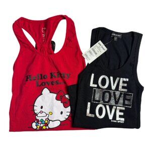 BUNDLE of 2-Graphic (HELLO KITTY + BEBE) Women's Tank Tops, Size S (BB1301B)